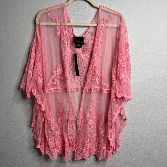 Liv Los Angeles New Peach Lace Swimsuit Cover Size Medium - Picture 1 of 15